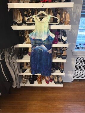 H&M Blue and Green Gradient Scenic Bodycon Mini Dress